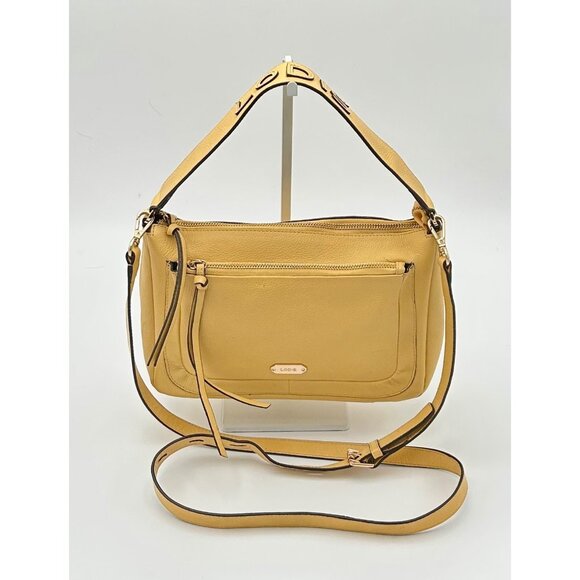 LODIS Payton Crossbody Convertible Shoulder Bag – Mustard Yellow Pebbled Leather - Picture 7 of 11